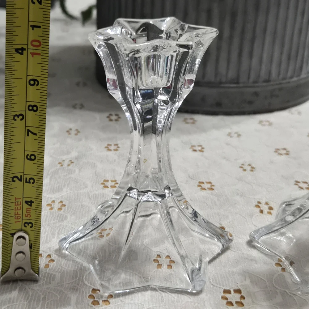 Clear Glass Candlestick Holders - Elegant Home Accents